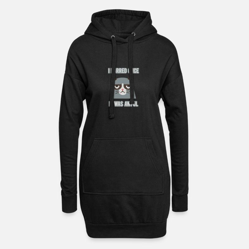 Grumpy Cat - Hoodie-Kleid - Schwarz