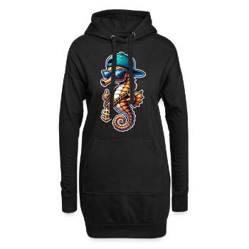 Hippocampe Hippocampe - Sweat-shirt à capuche long Femme - noir - Devant