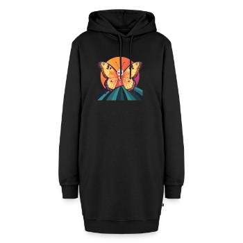 Schmetterling Wald Schmetterlinge - Hoodie-Kleid - Schwarz - Vorne - AI Model Female 172 light (172cm)