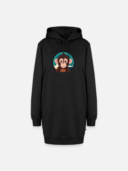 Affe Affen - Hoodie-Kleid - Schwarz