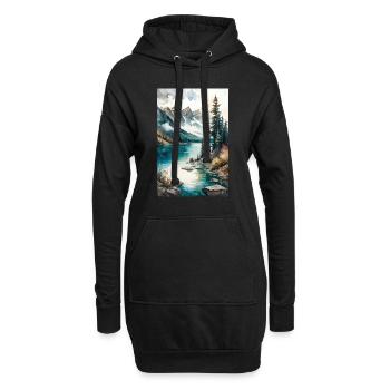 Berge See Wald Bäume Banff Kanada - Hoodie-Kleid - Schwarz - Vorne