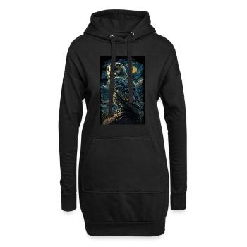 Eule - Hoodie-Kleid - Schwarz - Vorne