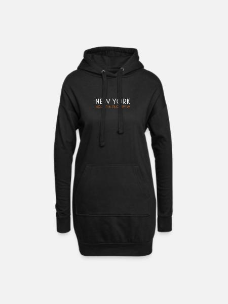 New York City minimalistische Koordinaten T-Shirt - Hoodie-Kleid - Schwarz