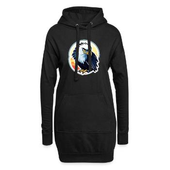 Dessin d’oiseau aigle - Sweat-shirt à capuche long Femme - noir - Devant