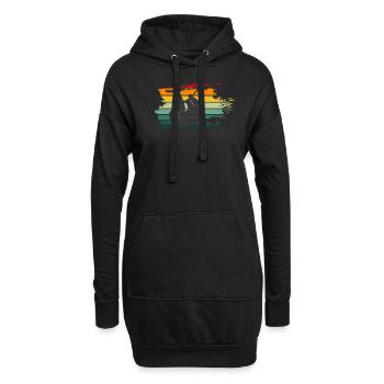 Retro Faultier Vintage Geschenk - Hoodie-Kleid - Schwarz - Vorne