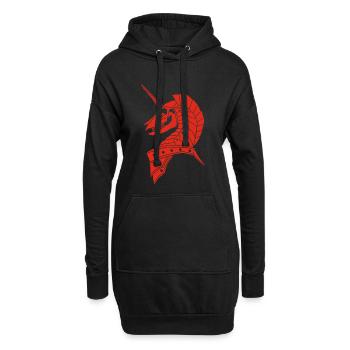Rotes gotisches Einhorn - Hoodie-Kleid - Schwarz - Vorne