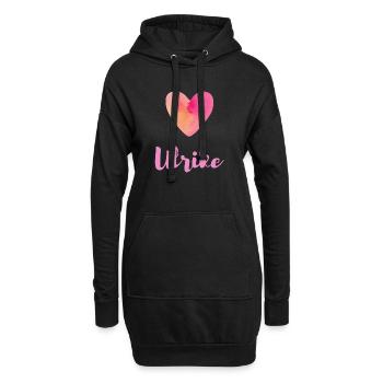 Ulrike Rosa Herz Feminines Mädchen Outfit Tee - Hoodie-Kleid - Schwarz - Vorne