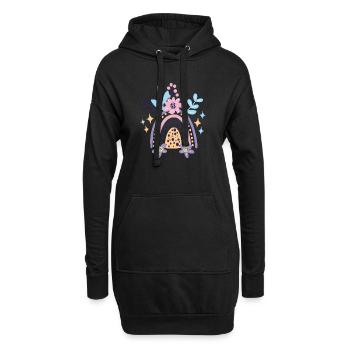 Pastellfarbene Regenbogenblüte - Hoodie-Kleid - Schwarz - Vorne