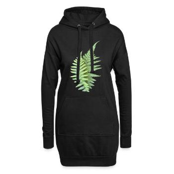 Farn Blätter Farnblätter grün - Hoodie-Kleid - Schwarz - Vorne