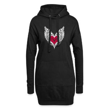 Ailes de coeur Cœur ailé - Sweat-shirt à capuche long Femme - noir - Devant
