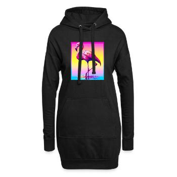 Flamant - Sweat-shirt à capuche long Femme - noir - Devant