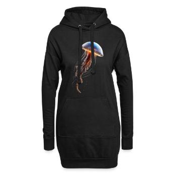 Qualle Jellyfish Feuerqualle Medusa Süße Quallen - Hoodie-Kleid - Schwarz - Vorne