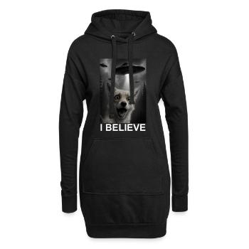 Renard, OVNI, Enlèvement dans la forêt, Humour, Extraterrestre - Sweat-shirt à capuche long Femme - noir - Devant