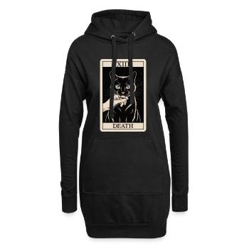 Vintage Tarotkarte Schwarze Katze - Hoodie-Kleid - Schwarz - Vorne