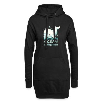 Weißer Wal im Ozean des Glücks - Hoodie-Kleid - Schwarz - Vorne