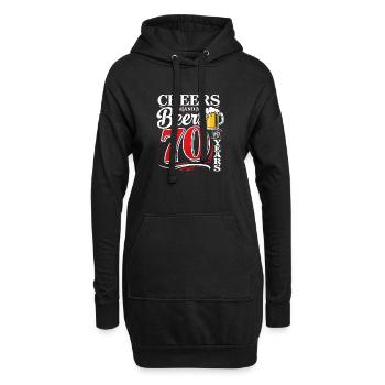 Cheers and Beers to 70 Years – Geburtstag Spruch - Hoodie-Kleid - Schwarz - Vorne