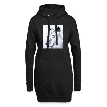 Katzenkopf Skizze im Bleistift - Hoodie-Kleid - Schwarz - Vorne