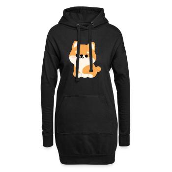 shiba inu - Sweat-shirt à capuche long Femme - noir - Devant
