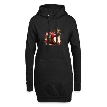 Leopard Glam Apfel - Hoodie-Kleid - Schwarz - Vorne
