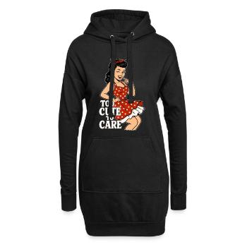 Too Cute to Care – Freches Pin-up Girl Retro - Hoodie-Kleid - Schwarz - Vorne