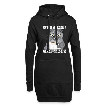 Ganz Dünnes Eis Morgenmuffel Katze Kaffee - Hoodie-Kleid - Schwarz - Vorne