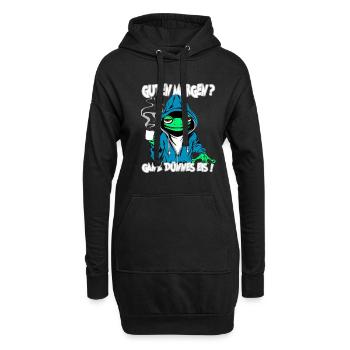 Ganz Dünnes Eis Morgenmuffel Frosch Kaffee - Hoodie-Kleid - Schwarz - Vorne