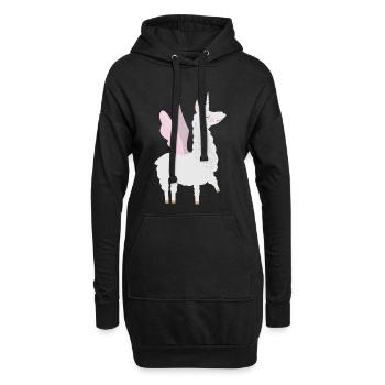 Alpaka Lama Einhorn Geschenk - Hoodie-Kleid - Schwarz - Vorne