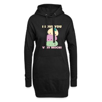 Je t’aime très Mochi Drôle Mochi Dessert japonais - Sweat-shirt à capuche long Femme - noir - Devant