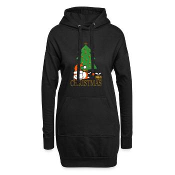 Lustige Weihnachtskatze - Hoodie-Kleid - Schwarz - Vorne