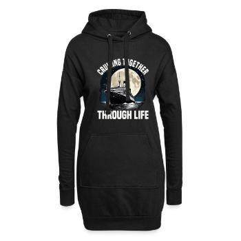 Cruising Together Through Life Cruise Ship - Hoodie-Kleid - Schwarz - Vorne