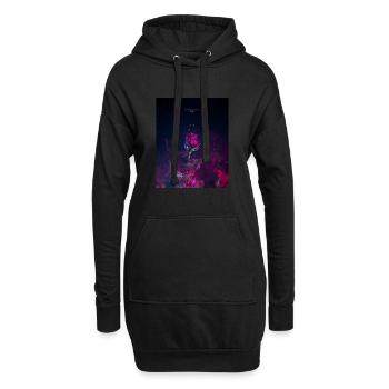 Magische Rose - Hoodie-Kleid - Schwarz - Vorne