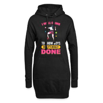 Wall Climber Rock Climbing Wall Climbing Party - Hoodie-Kleid - Schwarz - Vorne