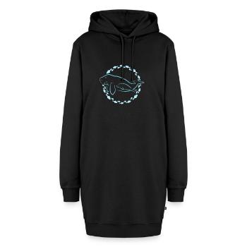 Seekuh mit Baby - Hoodie-Kleid - Schwarz - Vorne