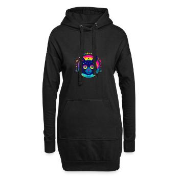 Flat Icon Cat Rainbow - Hoodie-Kleid - Schwarz - Vorne