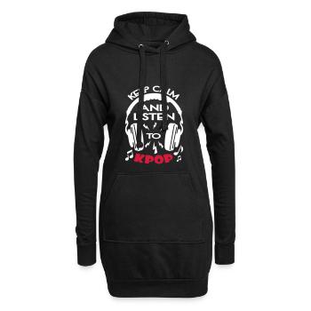 Keep Calm And Listen To KPOP - Hoodie-Kleid - Schwarz - Vorne