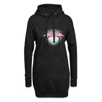 Cœur Flamant rose - Sweat-shirt à capuche long Femme - noir - Devant