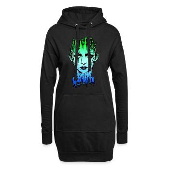 MELTDOWN: Zerfließendes Gesicht im Overload - Hoodie-Kleid - Schwarz - Vorne