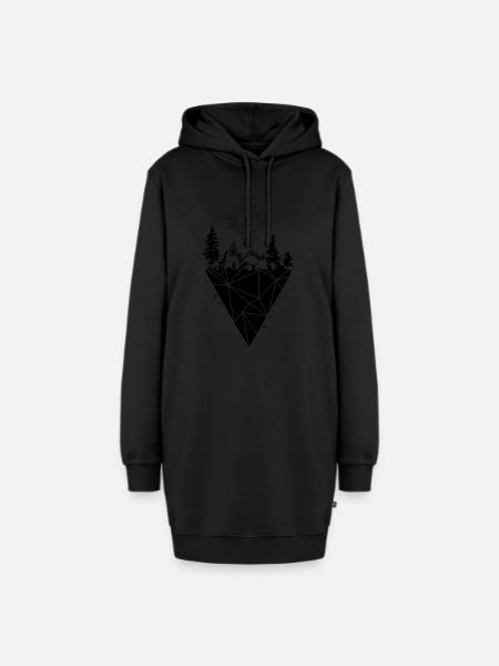 Geometrische Landschaft - Hoodie-Kleid - Schwarz