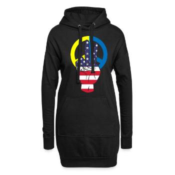 Amerika Flagge Friedenszeichen Ukraine Flagge - Hoodie-Kleid - Schwarz - Vorne