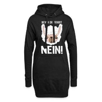 Bevor du fragst - Nein! - Lama - Spruch - Hoodie-Kleid - Schwarz - Vorne