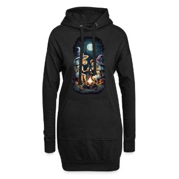 Lustige Hexen Lagerfeuer Halloween Kinder - Hoodie-Kleid - Schwarz - Vorne