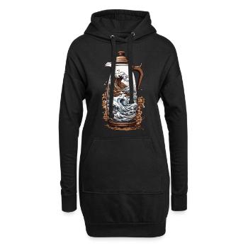 Japanische Kaffeeästhetik Streetwear Style - Hoodie-Kleid - Schwarz - Vorne