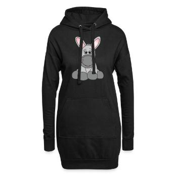 Kleiner süßer Esel - Hoodie-Kleid - Schwarz - Vorne