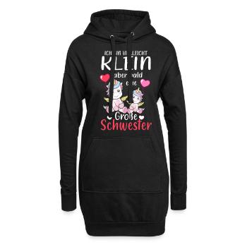 Je suis petite mais bientôt une grande sœur - Sweat-shirt à capuche long Femme - noir - Devant