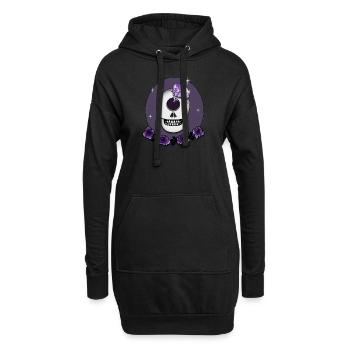Crâne avec rose, diamant en t-shirt violet & plus - Sweat-shirt à capuche long Femme - noir - Devant