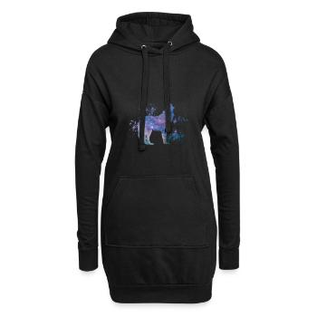 loup - Sweat-shirt à capuche long Femme - noir - Devant