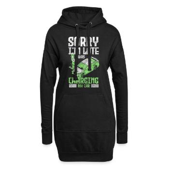 E-Auto Innovation - Hoodie-Kleid - Schwarz - Vorne