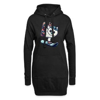 Hibou snowboard harfang des neiges vacances aux sports d'hiver - Sweat-shirt à capuche long Femme - noir - Devant