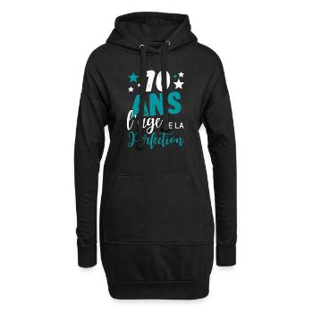 70 ans l'âge de la perfection cadeau humoristique - Sweat-shirt à capuche long Femme - noir - Devant