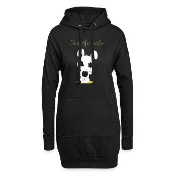Beau dicton intérieur avec des lapins battus - Sweat-shirt à capuche long Femme - noir - Devant